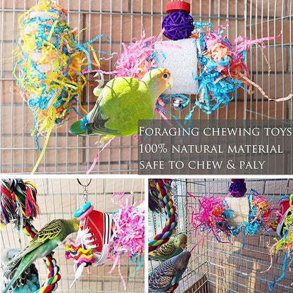 Parakeet Bird Shredding Toys, Cockatiel Loofah Foraging Toys Shredder Chewing Toy for Conures, Love Birds, Budgie, Small Parrots