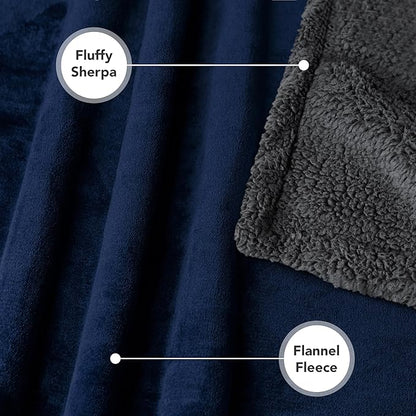 PetAmi Dog Blanket for Small Medium Dogs, Pet Bed Blanket Cat Puppy Kitten, Fleece Furniture Couch Cover Protector Sofa Car, Soft Sherpa Dog Throw Plush Reversible Washable, Mini 29x40 Blue Gray