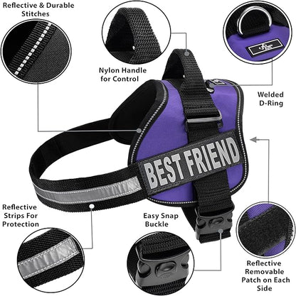 Doggie Stylz No Pull Dog Harness for Small, Medium, Large Dogs - Fully Adjustable - Reflective Best Friend Patches with Handle - No Choke Design - Dog Collars, Harnesses & Leashes - Pet Vest