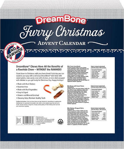 DreamBone Holiday Advent Calendar, Rawhide-Free Dog Treats, for Dogs, 24 Count