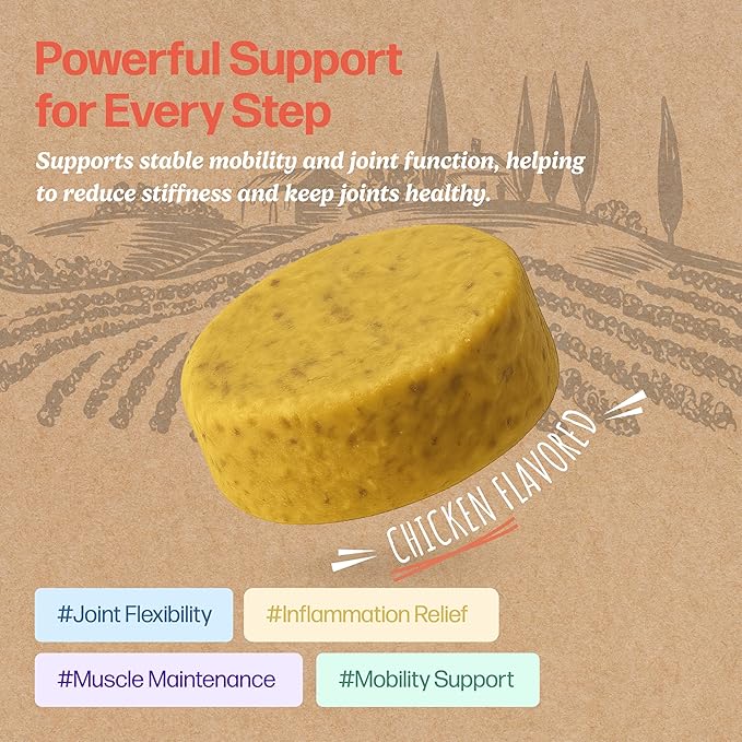 Selly_ Den Hip & Joint Support for Dogs  Chicken Flavor Soft Chew Supplement  Glucosamine, Chondroitin & MSM for Mobility & Joint Health  Made in USA  90 Count, 6.5 Oz