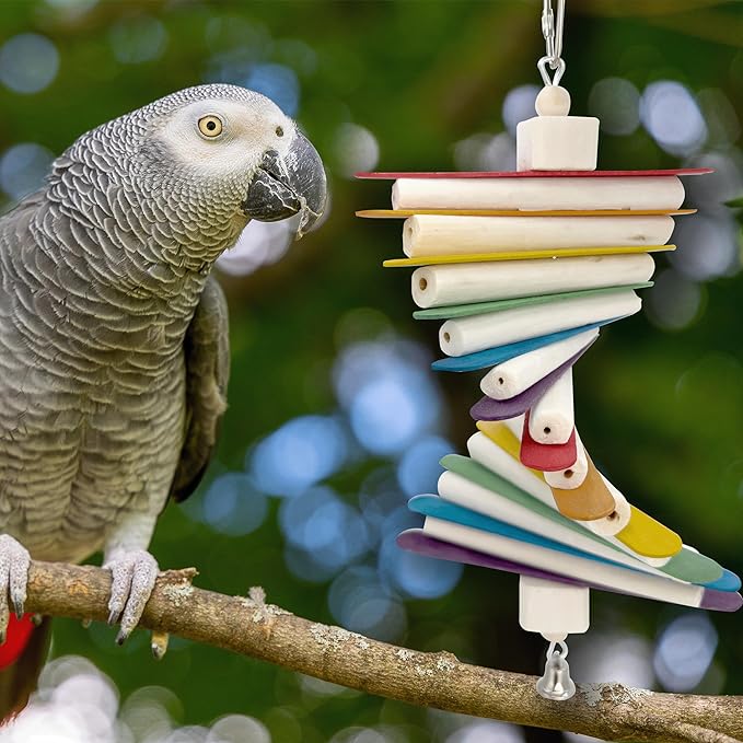 by M&M 1129 Ringing Rainbow Sola Stick Stack - Handcrafted Chewing Bird Cage Fun, Colorful Wooden Chew Slats, Natural Skinny Sola Sticks, Natural Sola Cubes, Shape Changing