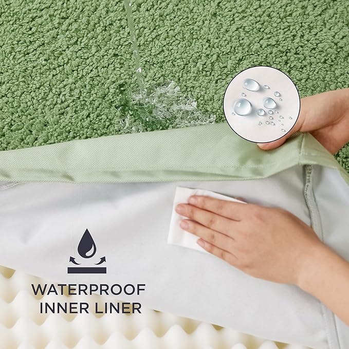 Bedsure XL Dog Bed for Large Dogs - Big Orthopedic Waterproof Dog Beds with Removable Washable Cover, Egg Foam Pet Bed Mat Green