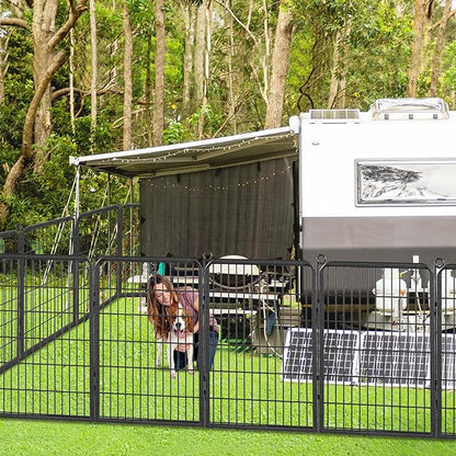 Dog Playpen Outdoor, 40" Height 20 Panels Pet Fence with Low Threshold Full Gate, Large Dog Fence Outdoor for Yard, Heavy Duty Pet Playpen Metal Play Pen Fence for RV Camping