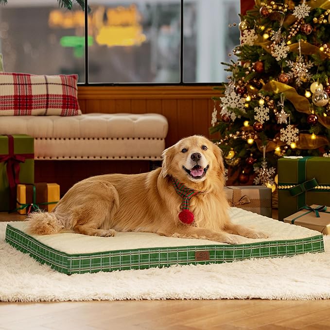 Bedsure XL Dog Bed for Large Dogs - Christmas Dog Bed, Orthopedic Waterproof Dog Beds with Removable Washable Cover
