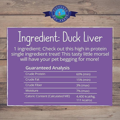 Freeze Dried Dog and Cat Treats, Duck Liver, All Natural Single Ingredient Freeze-Dried Dog Treat & Dog Snacks, Made in USA, High Protein, Essential Nutrition of Raw Dog Food, 3oz