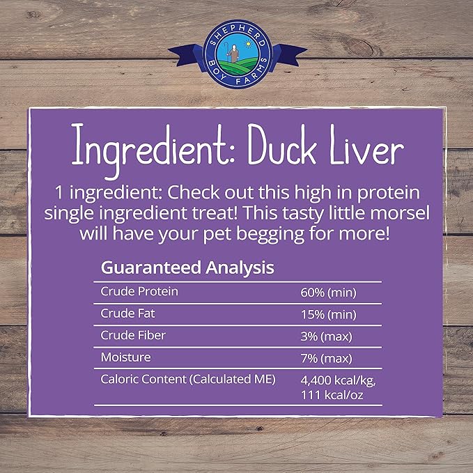 Freeze Dried Dog and Cat Treats, Duck Liver, All Natural Single Ingredient Freeze-Dried Dog Treat & Dog Snacks, Made in USA, High Protein, Essential Nutrition of Raw Dog Food, 8oz