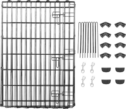 Amazon Basics Foldable Octagonal Metal Exercise Dog Playpen - Indoor/Outdoor, Single Door, Medium (8 Panels, 24 x 36), Easy to assemble and store, 36" - Medium, Black
