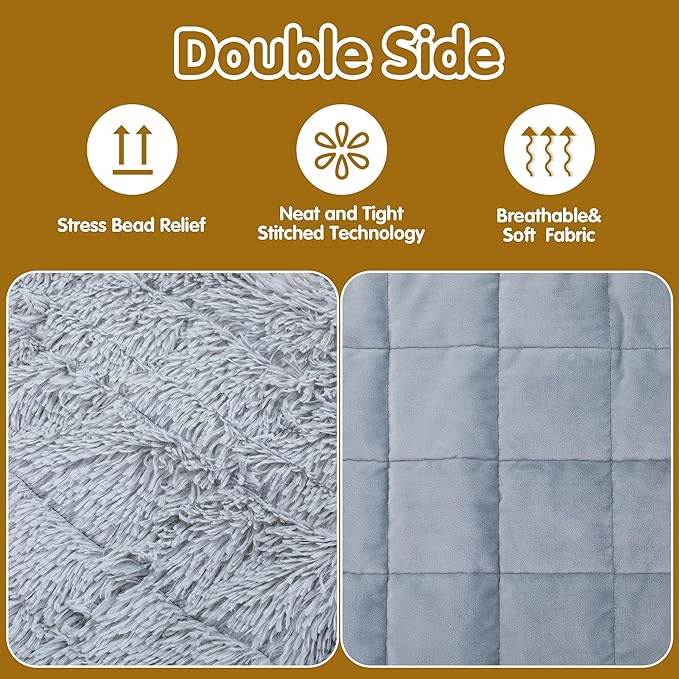 BALAPET Fluffy Weighted Blanket for Dogs, 7 Layers Soft Faux Fur Blanket for Pets Separation Anxiety,Relaxation and Calming,Perfect for Thunderstorm Firework Car Travel and Camping,Machine Washable(L)