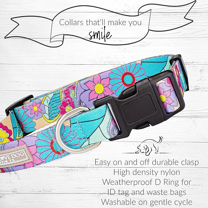 Lucky Love Dog Collars, Cute Girl Collars, Small Medium Large Female Collars, Part of Purchase Donated to Rescue (Extra Large, Caroline, Combo)