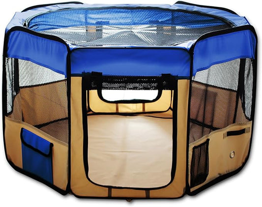 (ESK48-Blue) Pet Exercise Pen Kennel, 48 Inch, Blue