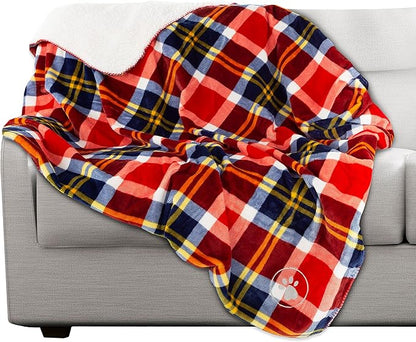 PETMAKER Waterproof Pet Blanket - 50x60 Reversible Plaid Throw Protects Couch, Car, Bed from Spills, Stains, or Fur - Dog and Cat Blankets (Red)