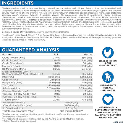 NutriSource Adult Dry Dog Food for Large Breeds, Chicken and Rice, 26LB