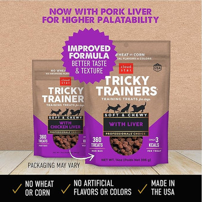 Cloud Star Tricky Trainers Chewy Dog Treats  Whole Grain Soft for Adult & Puppy