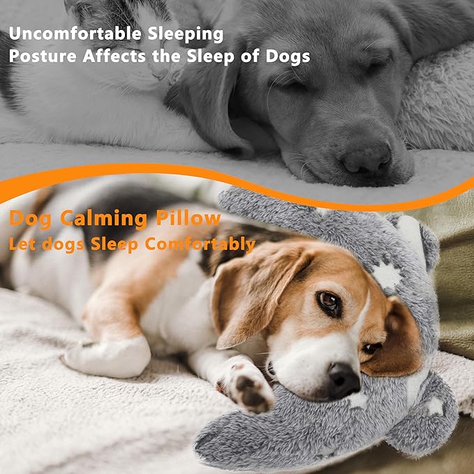 Pet Calming Pillow for Dogs, Soft U-Shaped Pillow Glow in The Dark, Joint Relief, Sleep Comfortably,Suit for Small, Medium, Large Dogs, Fluffy Pet Neck Pillow (S-Gray)