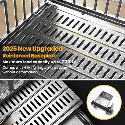 38 inch Heavy Duty Indestructible Dog Crate,2025 New Upgraded Reinforced Baseplate for Large Dogs,XL Dog Crate for High Anxiety Dogs/Max Load Capacity 200lbs/Double Door with Wheelsï¼_ilverï¼