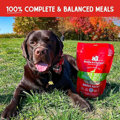 Stella & Chewy's Freeze Dried Raw Dinner Patties  Grain Free Dog Food, Protein Rich Duck Duck Goose Recipe  5.5 oz Bag