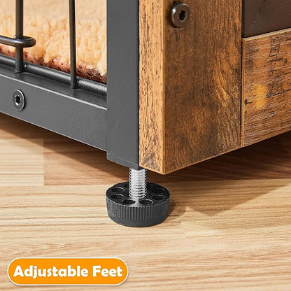 Yaheetech 27.5'' Dog Crate Furniture with Cushion Wooden Dog Crate with Double Doors/Adjustable Feet Side End Table for Small/Medium Dogs, 27.5" L x 20" W x 24" H