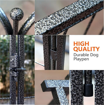 Dog Playpen,32/40/45 Inch Height in Heavy Duty, Folding Indoor Outdoor Anti-Rust Dog Exercise Fence, Portable Pet Playpen with Door for Large Medium Small Dogs and Pet (32 Panels, 32 Inch) Silver