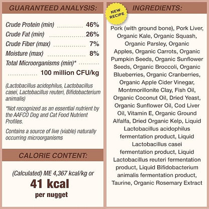 Primal Freeze Dried Raw Dog Food Nuggets, Pork, Complete & Balanced Meal, Also Use as Topper or Treat, Premium, Healthy, Grain Free, High Protein Raw Dog Food, 14 oz