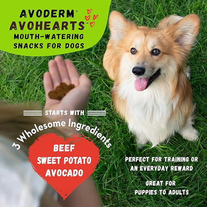 AvoDerm AvoHearts Beef and Avocado Formula Dog Treats, 5oz bag