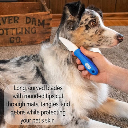 2 In 1 Dematting Razor Comb and 37 Pin Detangling Pet Comb Set - Removes Knots, Matted Fur, & Tangles Gently For Dogs & Cats