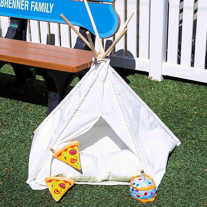 Cat Tent, Portable Dog Tent for Small Pets, Stylish Teepee Design, Cozy Hideaway Reduces Pet Stress, Easy Clean Canvas, Foldable Pet Bed - White, Portable