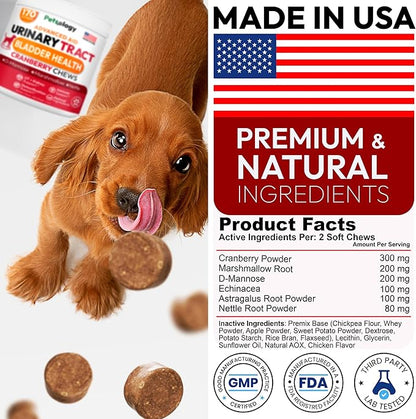 Dog UTI Treatment - 170 Cranberry Chews for Dogs - Urinary Tract Infection, Bladder & Kidney Health Multivitamin - Cranberry Supplement for Dogs with D-Mannose - Dog Vitamins and Supplements