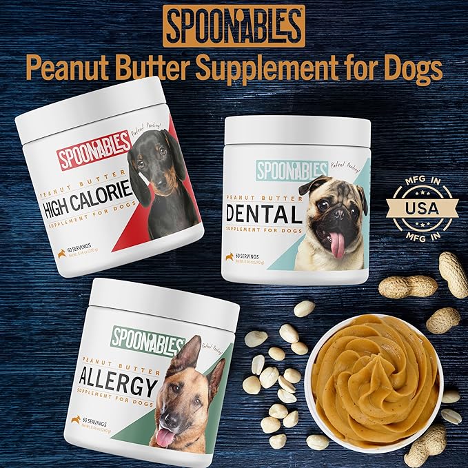 Dog Peanut Butter - Allergy Supplement for Dogs - Healthy Peanut Butter for Dogs Enriched with Dog Probiotics - Dog Allergy Relief & Immune Support Supplement - Allergy (8.46oz)