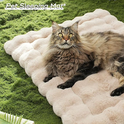 Dog Beds Mats Cat Bed Mat Plush Faux Fur Puppy Pad with Anti-Skid Bottom Cozy Kitten Bed for Carriers/Floor Dog Friendly 27 x 20 Inch Large Coffee