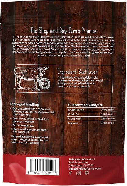 Freeze Dried Dog and Cat Treats, Beef Liver, All Natural Single Ingredient Freeze-Dried Dog Treat & Dog Snacks, Made in USA, High Protein, Essential Nutrition of Raw Dog Food, 8oz