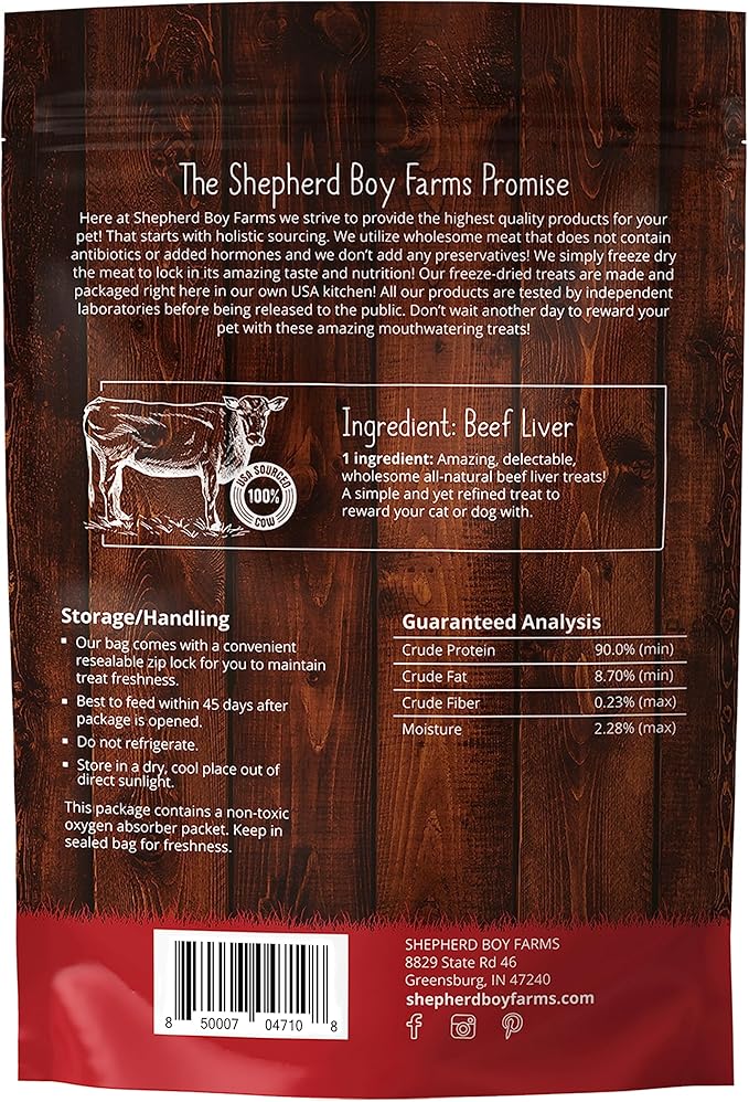 Freeze Dried Dog and Cat Treats, Beef Liver, All Natural Single Ingredient Freeze-Dried Dog Treat & Dog Snacks, Made in USA, High Protein, Essential Nutrition of Raw Dog Food, 8oz