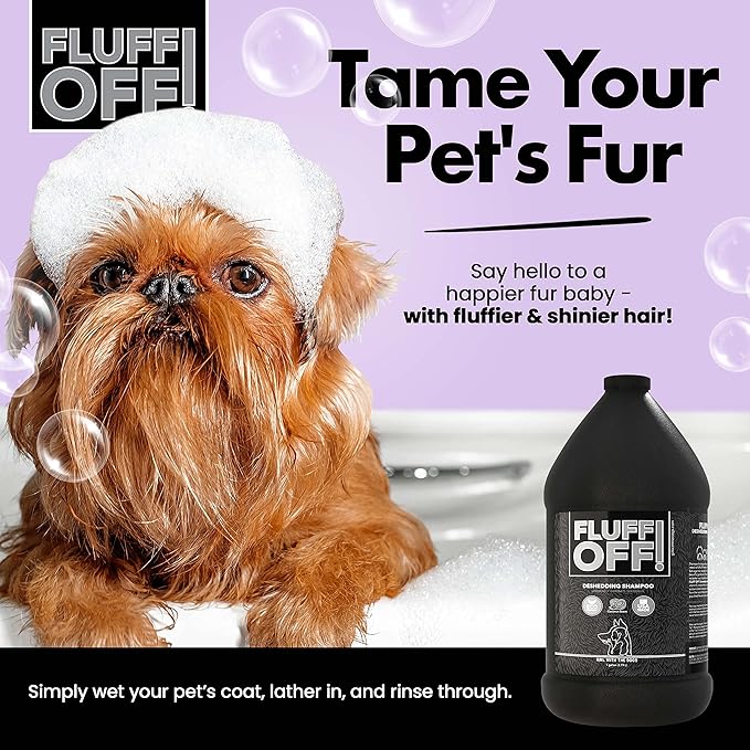 Fluff Off! by Girl With The Dogs, Natural Deshedding Dog & Cat Shampoo and Conditioner, 1 Gal Bundle