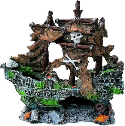 M2cbridge Antique Roman Column Ruins European Castle Aquarium Decorations Fish Tank Hideout Rocks (Pirate Shipwreck)