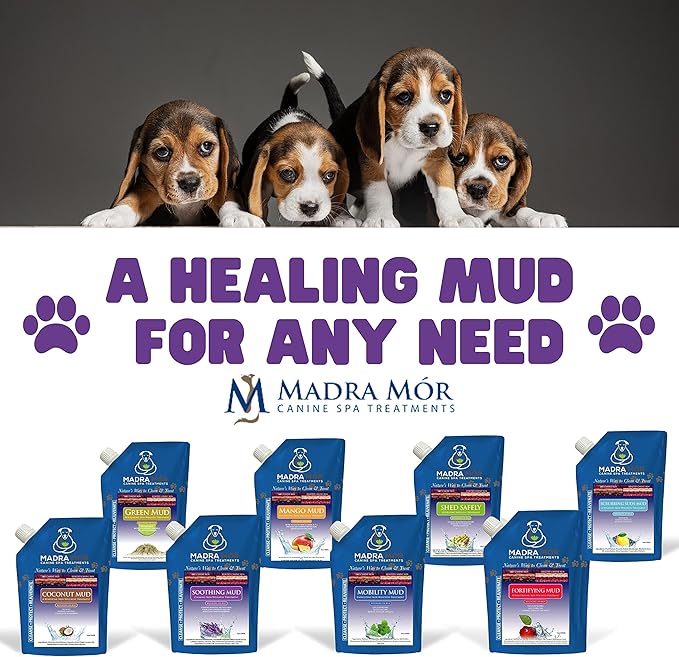 Worldwide Nutrition Bundle: Madra Mor Soothing Mud - Dog Essentials Mud Bath, Dog Grooming, Dry Skin for Dogs Treatment, Dog Coat Skin Care Products - 10oz Pouch & Multi-Purpose Key Chain