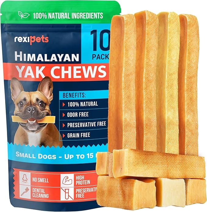 100% Natural Yak Cheese Himalayan Made Dog Chews All Breeds - Lactose Free Yak Chews for Small Medium & Large Dogs - Dental Cleaning Dog Chews for Aggressive Chewers - Long Lasting Odor & Gluten Free
