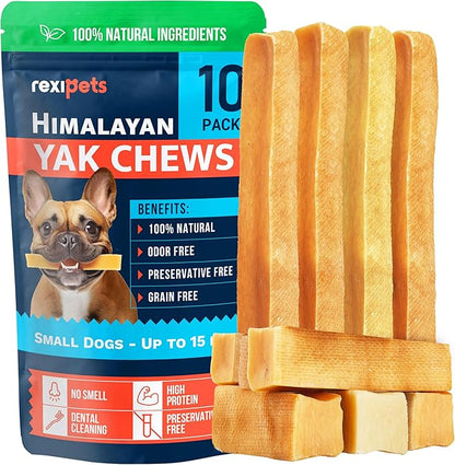 100% Natural Yak Cheese Himalayan Made Dog Chews All Breeds - Lactose Free Yak Chews for Small Medium & Large Dogs - Dental Cleaning Dog Chews for Aggressive Chewers - Long Lasting Odor & Gluten Free