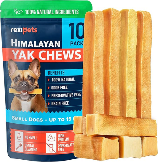 100% Natural Yak Cheese Himalayan Made Dog Chews All Breeds - Lactose Free Yak Chews for Small Medium & Large Dogs - Dental Cleaning Dog Chews for Aggressive Chewers - Long Lasting Odor & Gluten Free
