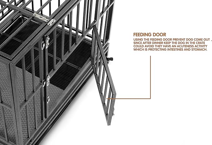 Heavy Duty Extra Large Dog Crate with Wheels - Indestructible 42/46 Inch Chew-Proof, Escape-Proof Kennel for High-Anxiety and Extra Large Dogs