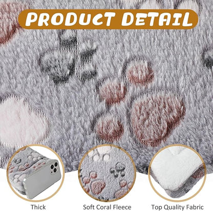 Tuanse 4 Pack Ultra Soft Dog Cat Bed Mat with Cute Prints Reversible Fleece Dog Crate Kennel Pad Cozy Washable Thickened Hamster Guinea Pig Pet Bed Mat for Small Animals (21 x14 Inches,Light Gray)