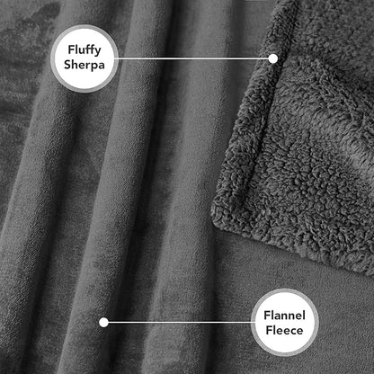PetAmi Waterproof Dog Blanket for Bed, XL Dog Pet Blanket Couch Cover Protection, Sherpa Fleece Leakproof Bed Blanket for Crate Kennel Sofa Furniture Protector, Reversible Soft Plush 80x60 Grey Grey