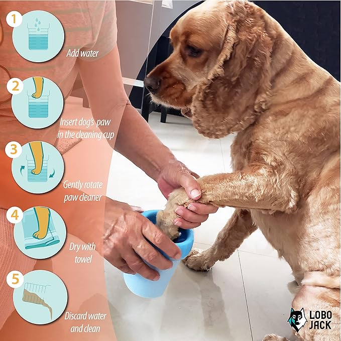 Dog Paw Cleaner, Portable Pet Cleaning 360º Silicone Washer Cup, for Small and Medium Breed Cats and Dogs (Blue)