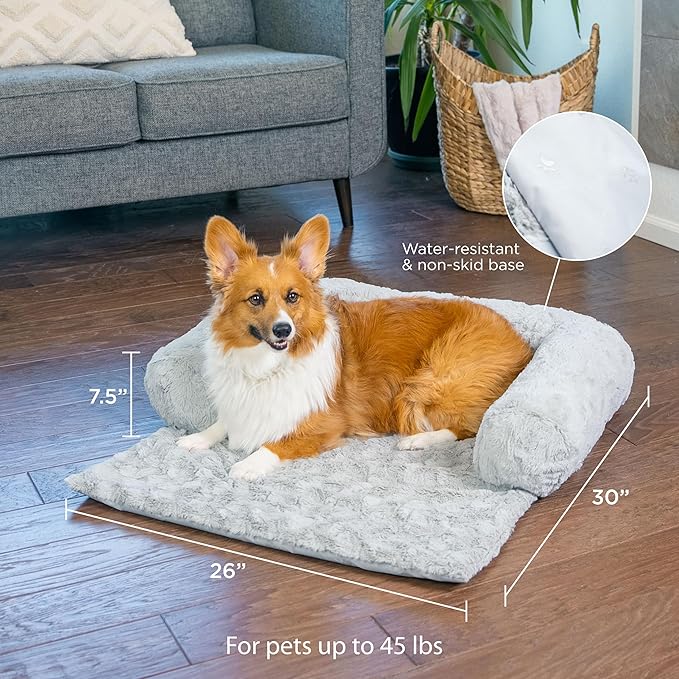 Best Friends by Sheri Calming Blanket with Bolster Dog Blanket, Gray, Medium