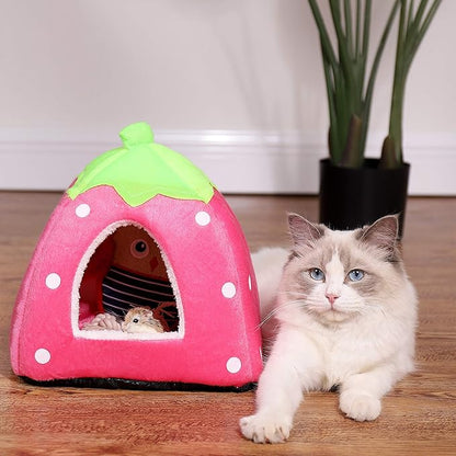 Spring Fever Hamster Guinea Pig Rabbit Dog Cat Chinchilla Hedgehog Bird Small Animal Pet Bed House Hideout Cage Accessorie C Pink S (12.2 * 12.2 inch)