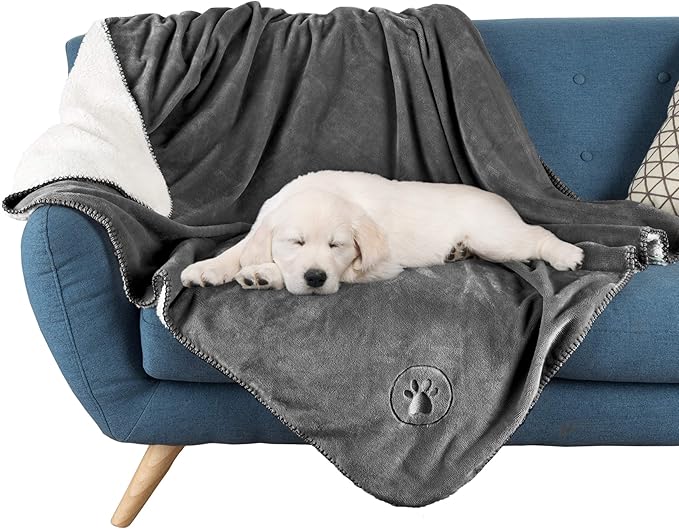 Waterproof Pet Blanket Collection Reversible Throw Protects Couch, Car, Bed from Spills, Stains, or Fur  Dog and Cat Blankets by PETMAKER Dark Gray Large