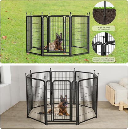 40" H Dog Crate Dog Playpen 8 Panels Furniture Heavy Duty Dog Fence Door with Side Openings,for Large Medium Small Dogs Indoor Outdoor Foldable Pet Exercise Pen,Black