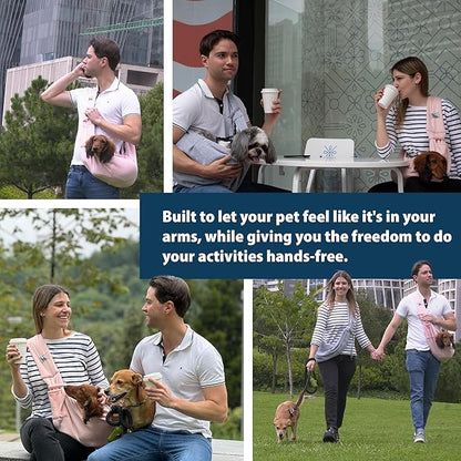 Pet Carrier for Small Dogs & Cats, Sling Carrier with Safety Buckle, Buttons and Front Pocket, Soft, Durable Design, Dog Carriers for Small Dogs 0-12 lbs, Dog Pouch Carrier (Light Pink)