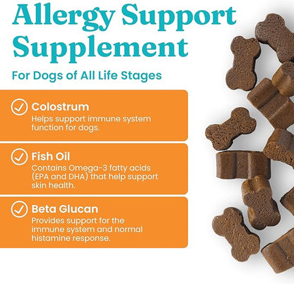Solid Gold Dog Allergy Relief Chews - Dog Itching Skin Relief & Seasonal Allergies Support - Alaskan Salmon Oil for Dogs Skin, Coat & Immune Support - Bacon Flavor Soft Allergy Chews for Dogs -120ct