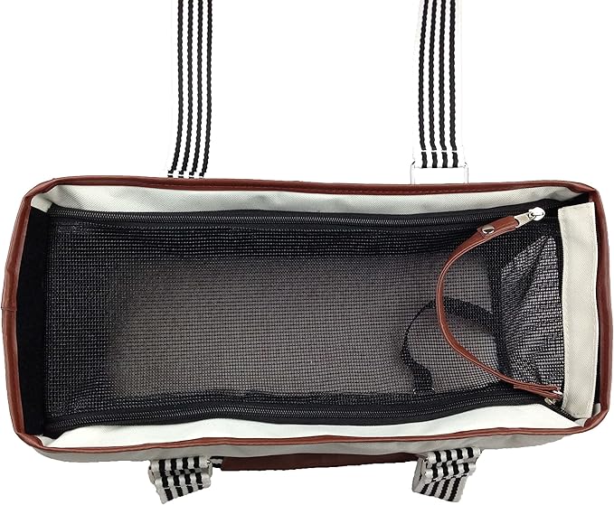 Pet Life Yacht Polo Fashion Pet Carrier Purse - Dog Carrier with Built-in Leash Securer and Above-top Dual-Zipper