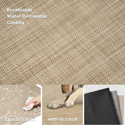 Veehoo Cooling Elevated Dog Bed, Raised Dog Beds for Large Dogs, Outdoor Dog Bed with Guardrail, Upgraded Non-Slip Feet, Breathable Teslin Mesh, Portable Camping Dog Cot, 53 x 33 Inches, Beige Coffee